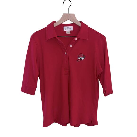 Antigua Tops - VNTG ANTIGUA IOWA STATE UNIVERSITY 80s embroidered shirt L